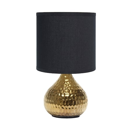 Simple Designs Hammered Gold Drip Mini Table Lamp, Black LT2073-GDB